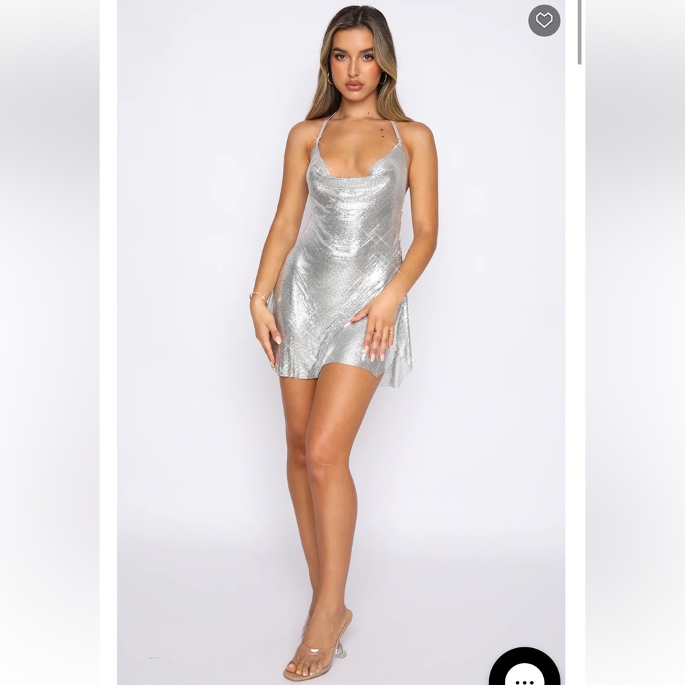NWT White Fox Iconic Image Mini Dress Silver